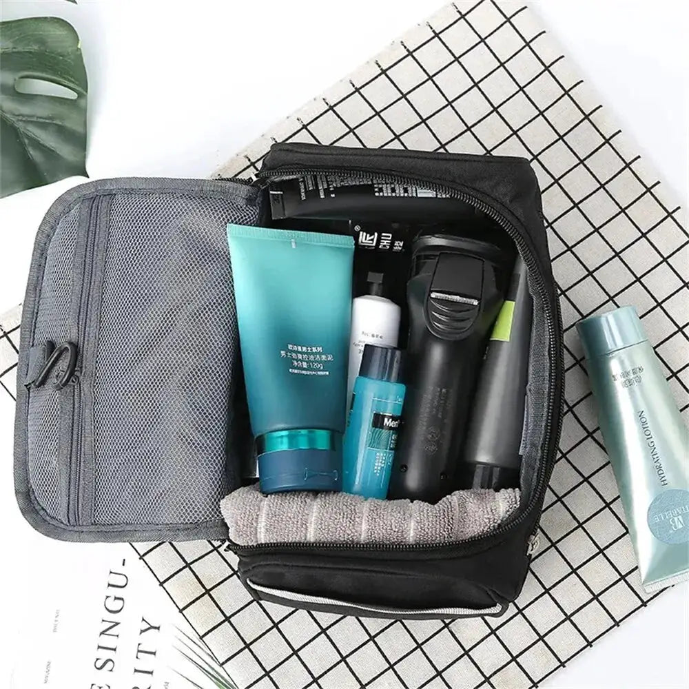 AquaGuard Travel Toiletry Organizer Waterproof Nylon Bag With Hanging Design And High Capacity