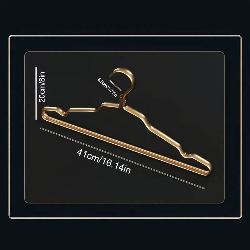 Gold aluminum alloy clothes hanger, 41 cm long, 20 cm tall, for children and adults