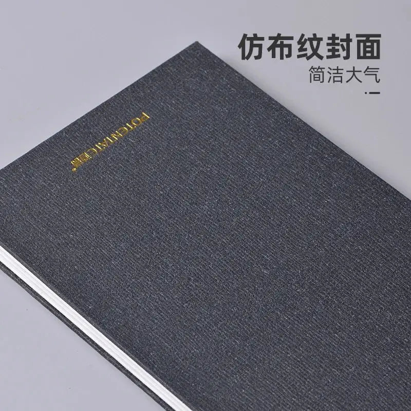 Mini watercolor sketchbook by Simples Market with fabric-textured dark cover; foldable travel painting notebook