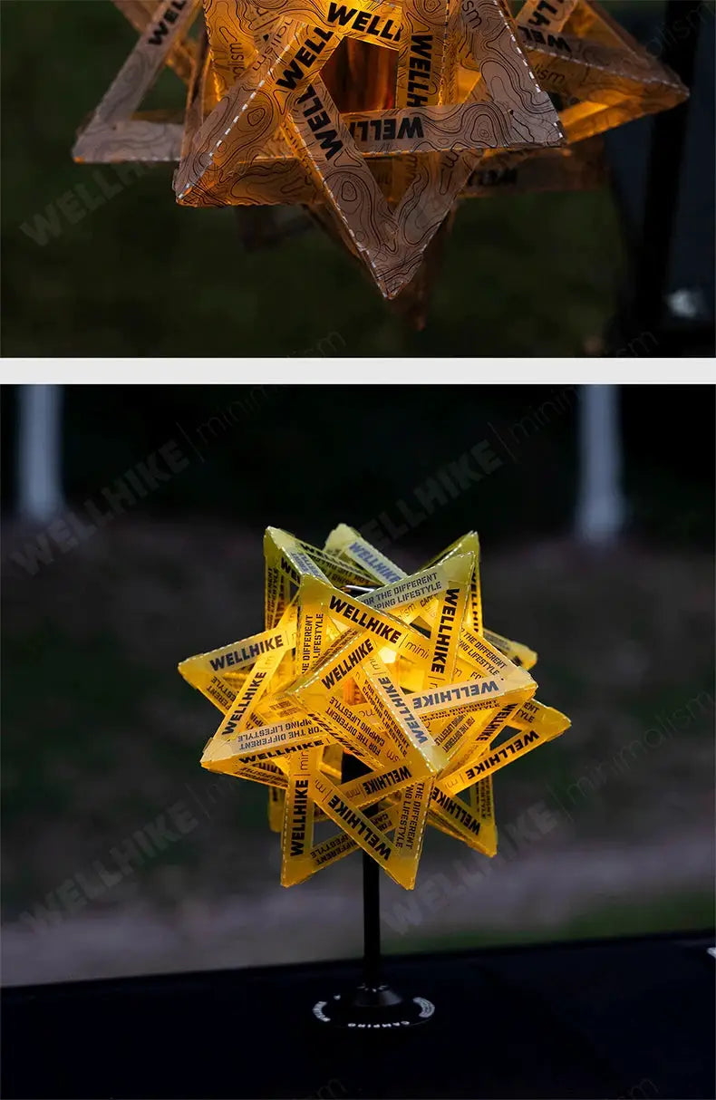 WELLHIKE yellow star camping lantern shade; DIY lampshade for tents, waterproof and wear-resistant