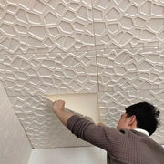 Simples Market 3D ceiling wallpaper tile; white geometric textured self-adhesive 35x35cm