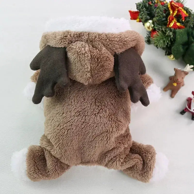 Dog Christmas Clothes Winter Warm Coat Hoodie For Small To Medium Dogs And Cats Elk And Santa Claus Prints Costume