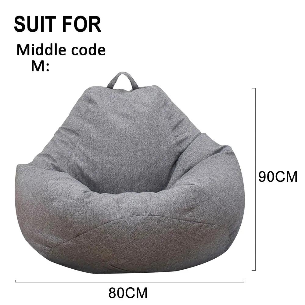 Bean bag lounger chair with gray linen cover, Simples Market, no filler, 80x90 cm