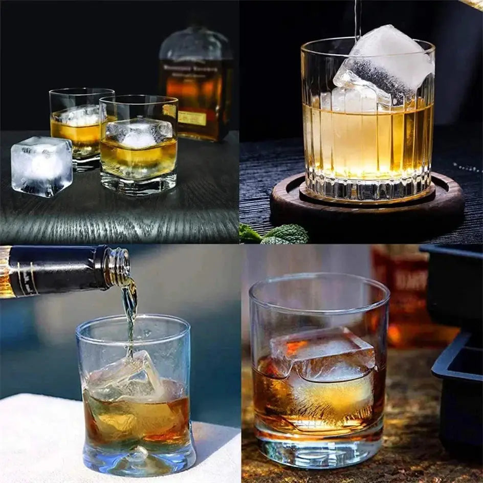 Simples Market ice cube silicone mold set 4/6/8 grid with lid for whiskey