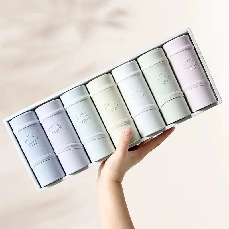 7-pack cotton women's panties in pastel solid colors, breathable low-rise briefs