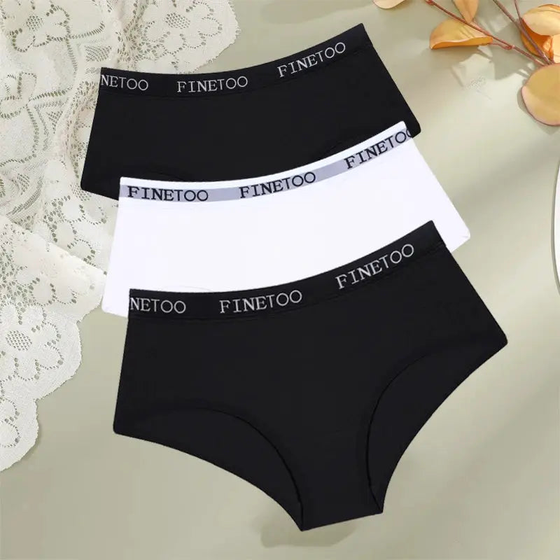 Finetoo 3-pack cotton women's panties in black and white by Simples Market