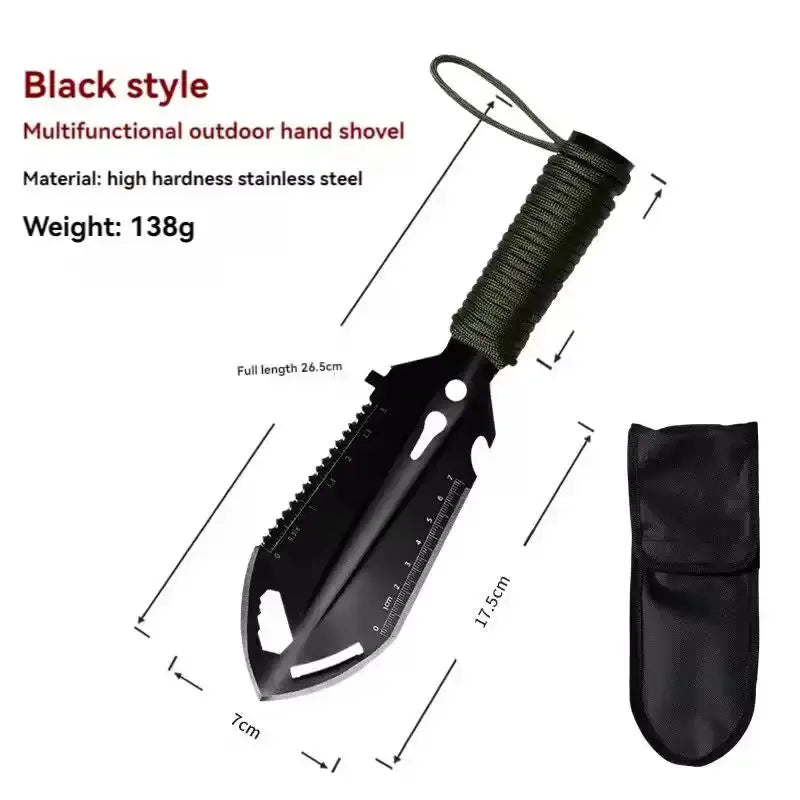 Simples Market black stainless steel outdoor sappers shovel with built-in ruler and carrying sheath