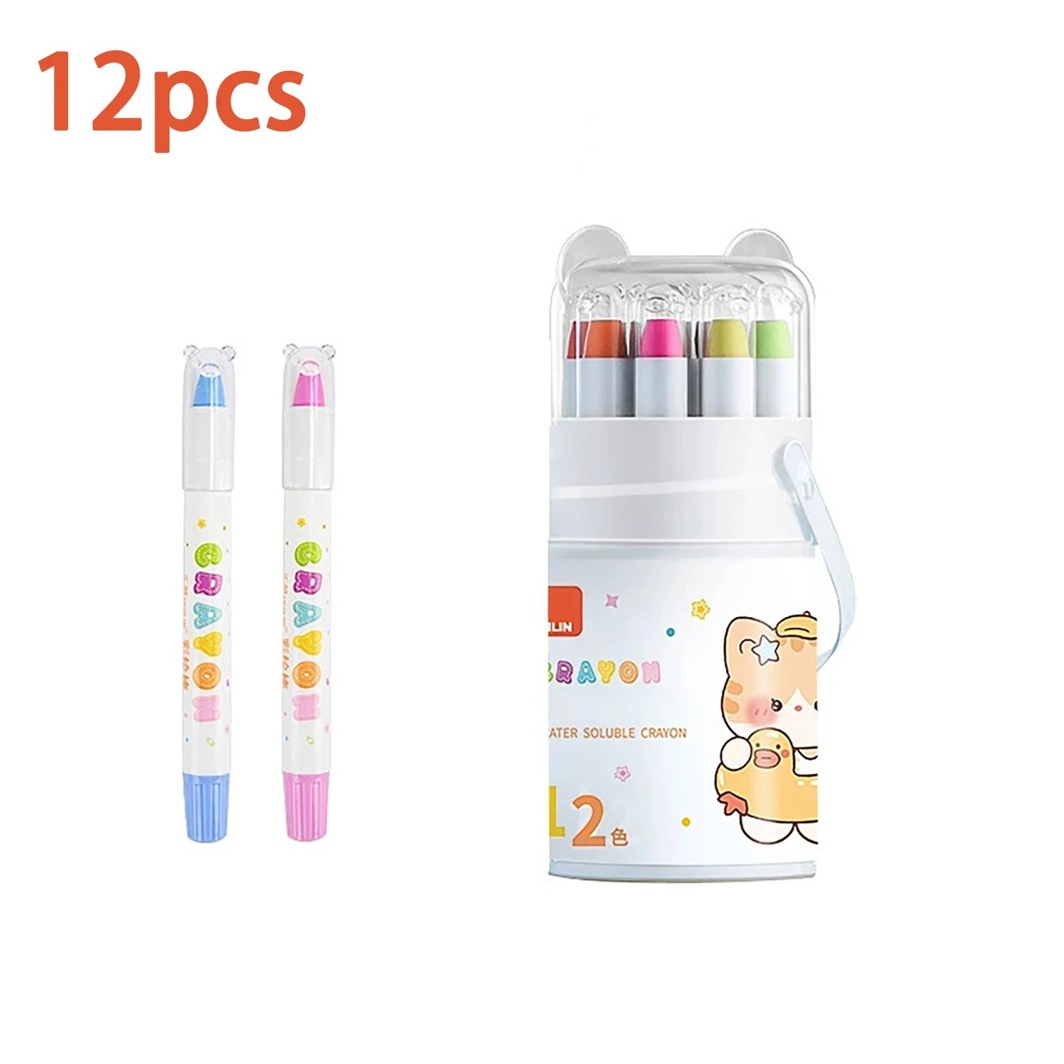 12pc Silky Twistable Crayons set, washable pastel colors, easy-grip by Simples Market