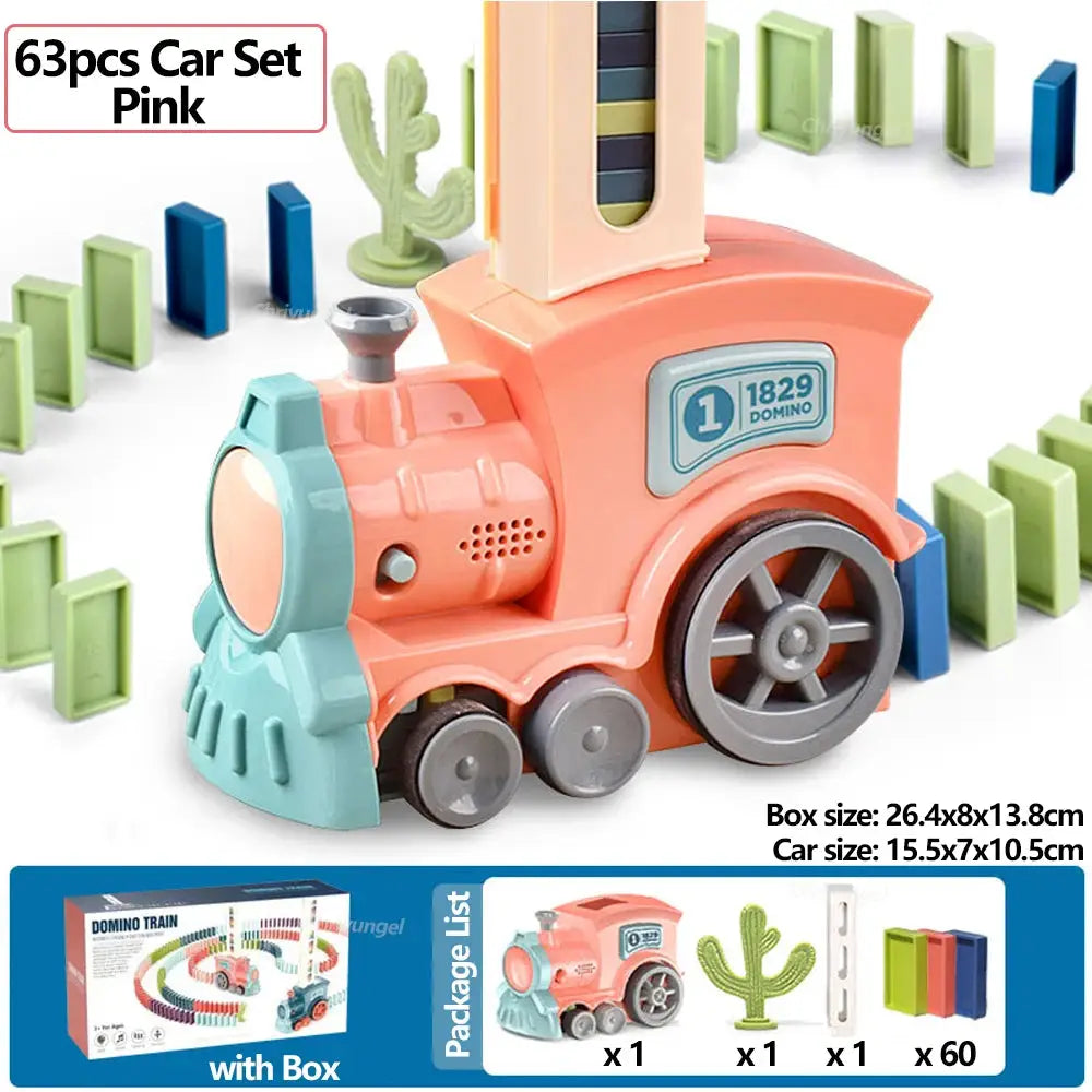 Automatic Domino Train Set for Kids Electric Laying Train Colorful Dominoes Kit Educational Toy Gift