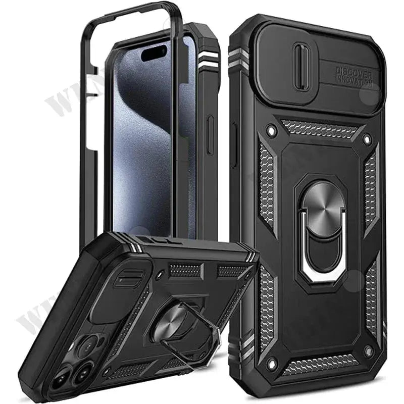 iPhone case by Simples Market, heavy-duty with 360° kickstand in black
