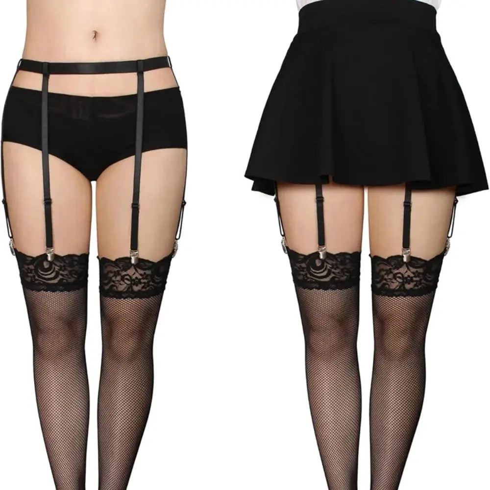 GarterGlam Garter Belt For Women And Girls Adjustable Elastic Thigh High Stockings Suspenders