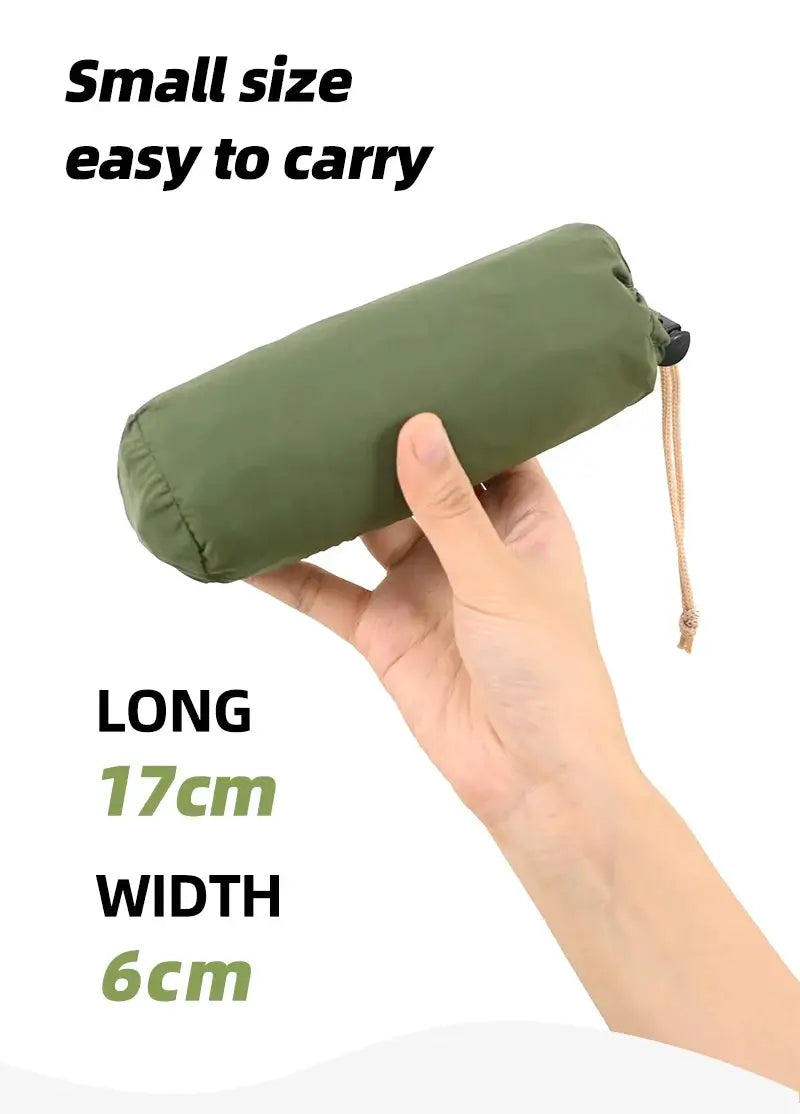 Sleeping bag liner, single-envelope style, olive green, ultralight 128g, compact 17×6cm