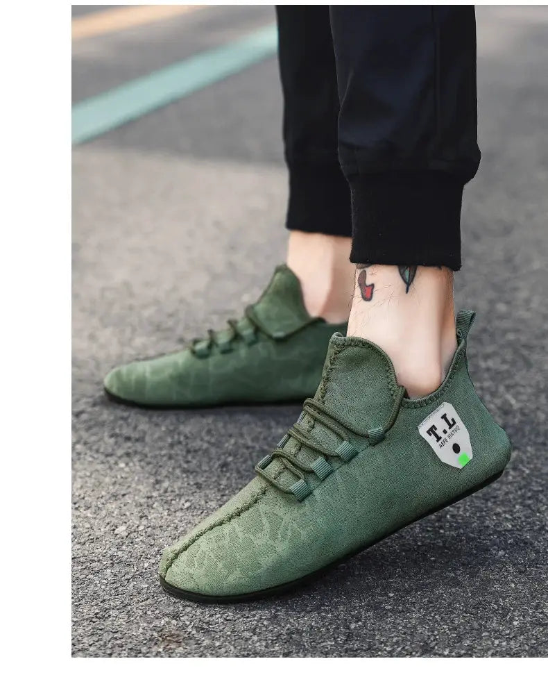 YRZL green mesh loafers for men by Simples Market; breathable driving moccasin flats with laces