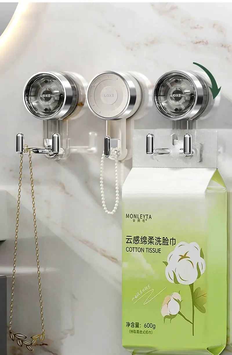 Simples Market bathroom suction cup wall hooks with double chrome hooks for punch-free door mounting.
