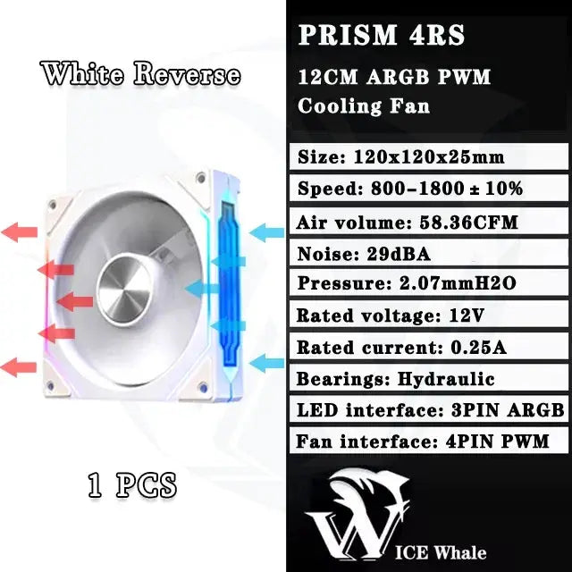 Prism 4RS 120mm ARGB PC case fan with infinity mirror design, PWM 4PIN, motherboard sync