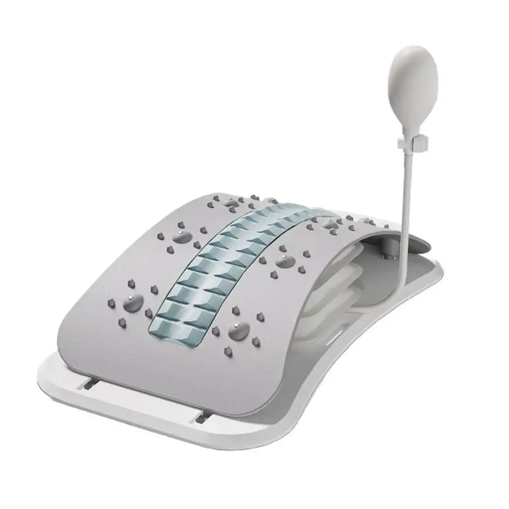 Foreverlily adjustable back massager with airbag waist and neck support, gray/white with textured massage surface.