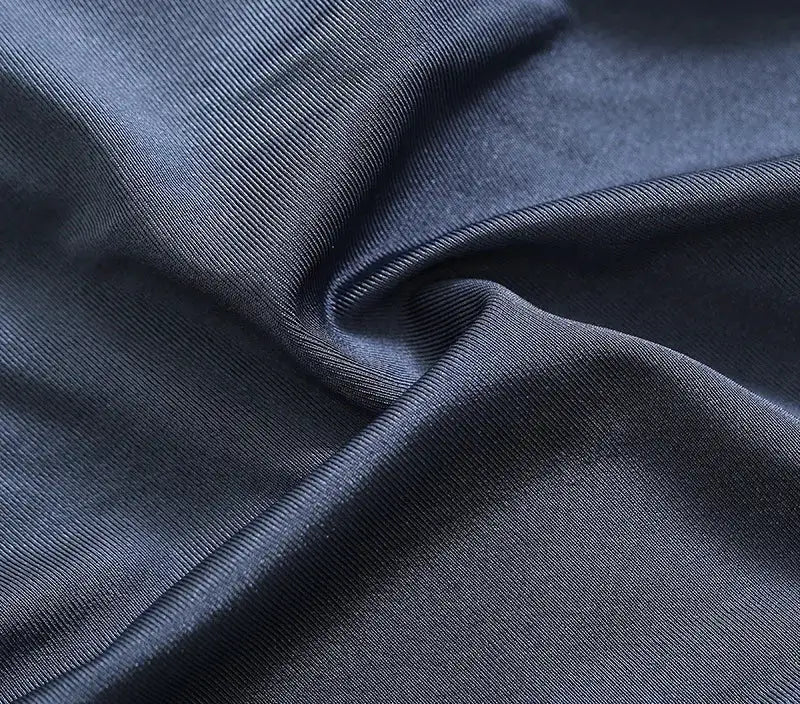 Simples Market navy blue shiny skinny leggings fabric close-up