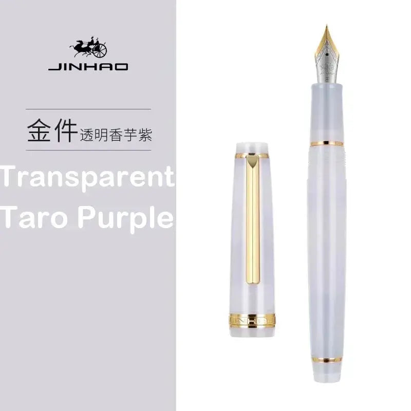 Jinhao 82 fountain pen in transparent taro purple resin with gold trim and extra-fine nib