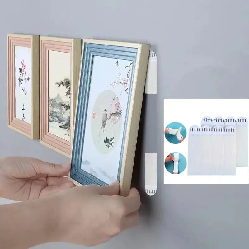 Punch Free Frame Tape Strips Set Self Adhesive Mounting For Picture Frames Posters And Wall Hangers