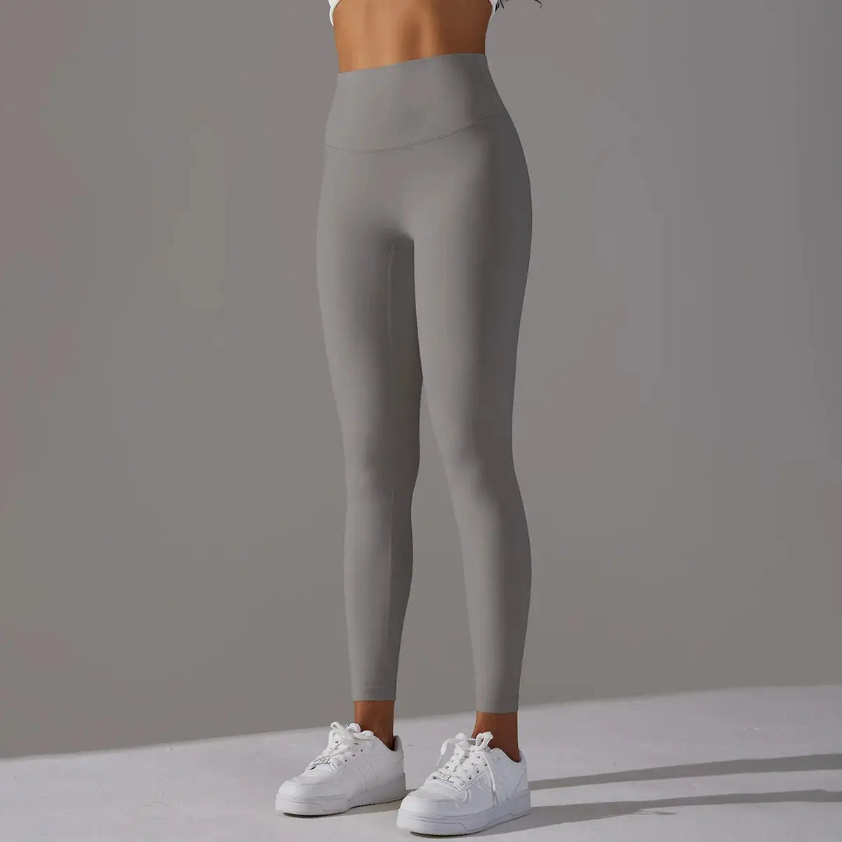 Leggings, gray high waist women's fitness leggings for yoga and running