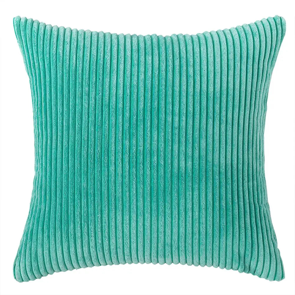 Corduroy striped pillow cover in teal, soft fabric, Simples Market