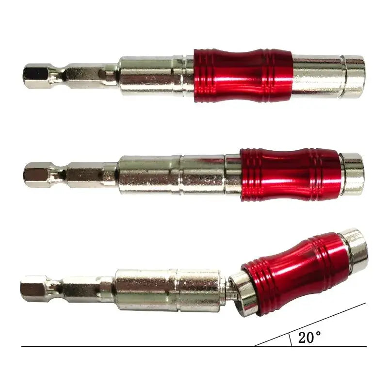 Red Curved Hexagonal Handle Extension Rod For Directional Drilling With Magnetic Screw Tip Universal Adapter