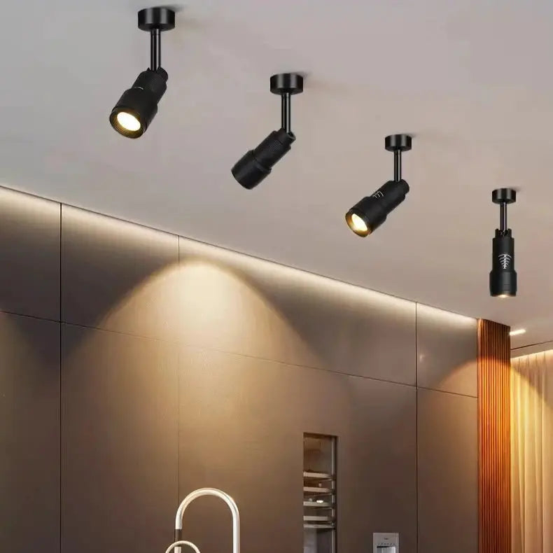 Simples Market adjustable LED surface-mounted ceiling spotlights, black finish set of 4