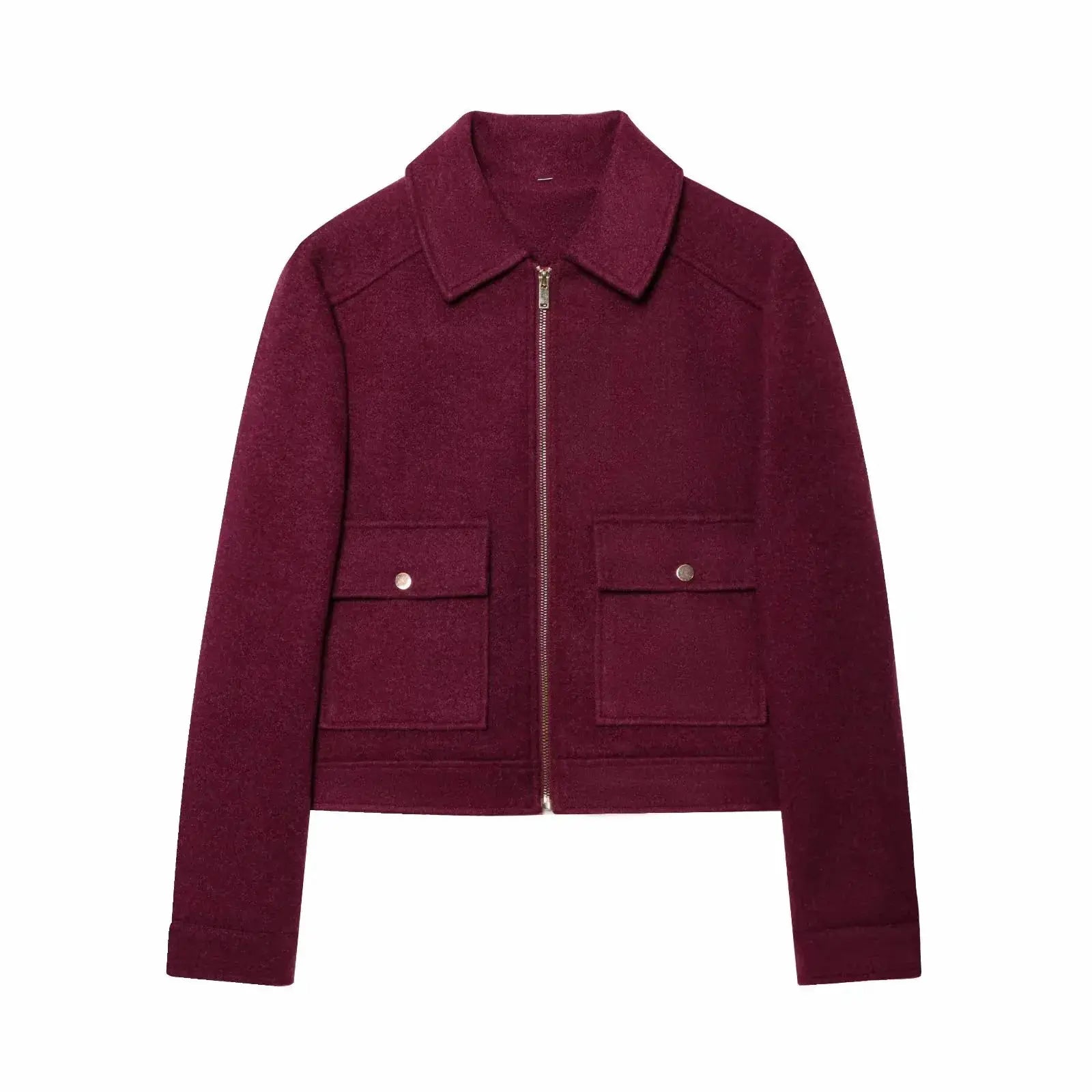 NovaWear Womens Zipper Jacket Coat With Turn Down Collar And Pockets For Elegant Streetwear Outerwear