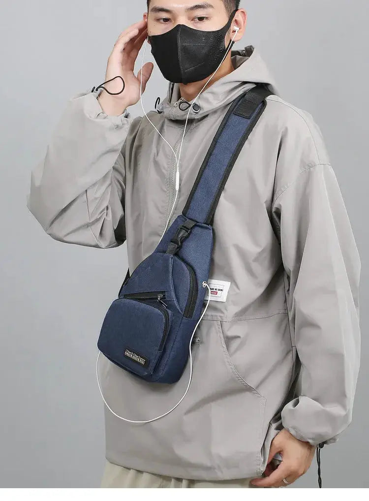 Mens Chest Bag Lightweight Crossbody Bag For Men Casual Canvas Shoulder Bag Cycling