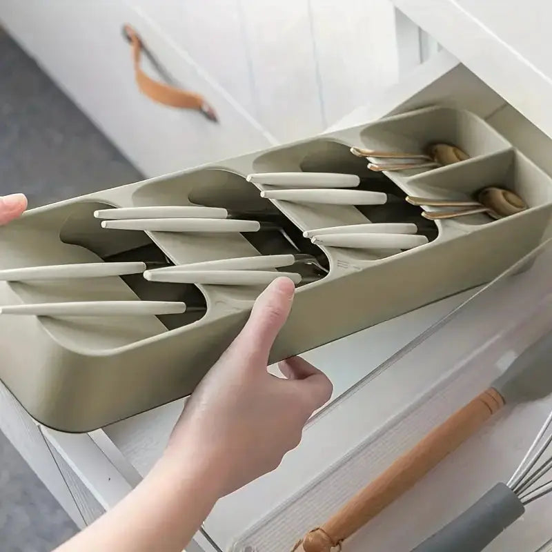 Multi Purpose Cutlery Storage Tray For Kitchen Drawer With Compartmentalized Organizer For Forks Spoons And Utensils