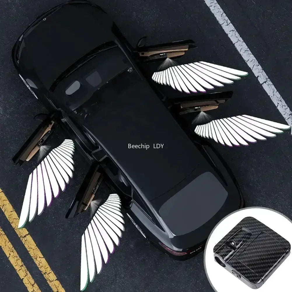 Wireless HD Laser Car Door Projector 2/4pcs by Simples Market; black battery-powered LED welcome lights