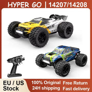 Simples Market Hyper Go MJX 14207/14208 two 1/14 RC cars set, yellow/white and blue/green, 4WD brushless remote
