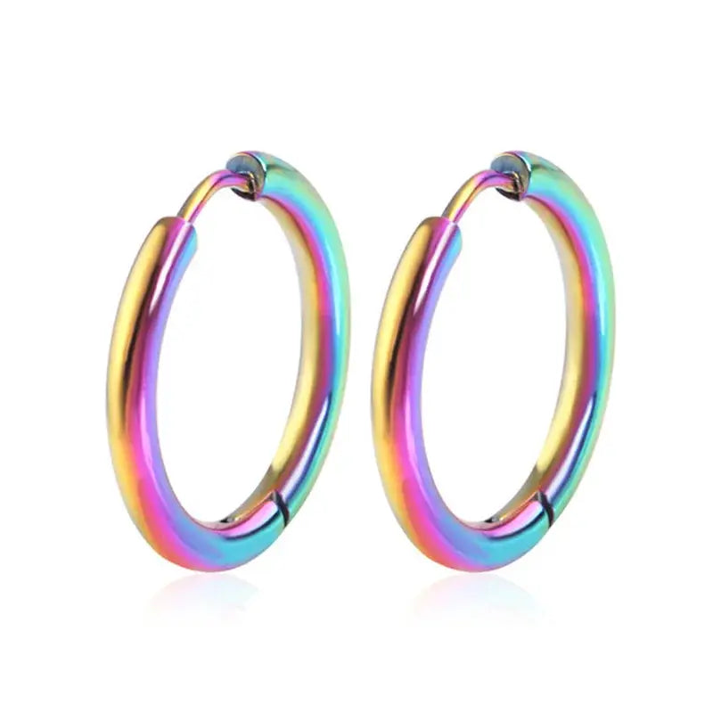 Unisex Stainless Steel Small Hoop Earrings 10mm Thin Circle Hypoallergenic Cartilage Tragus Ear Piercing