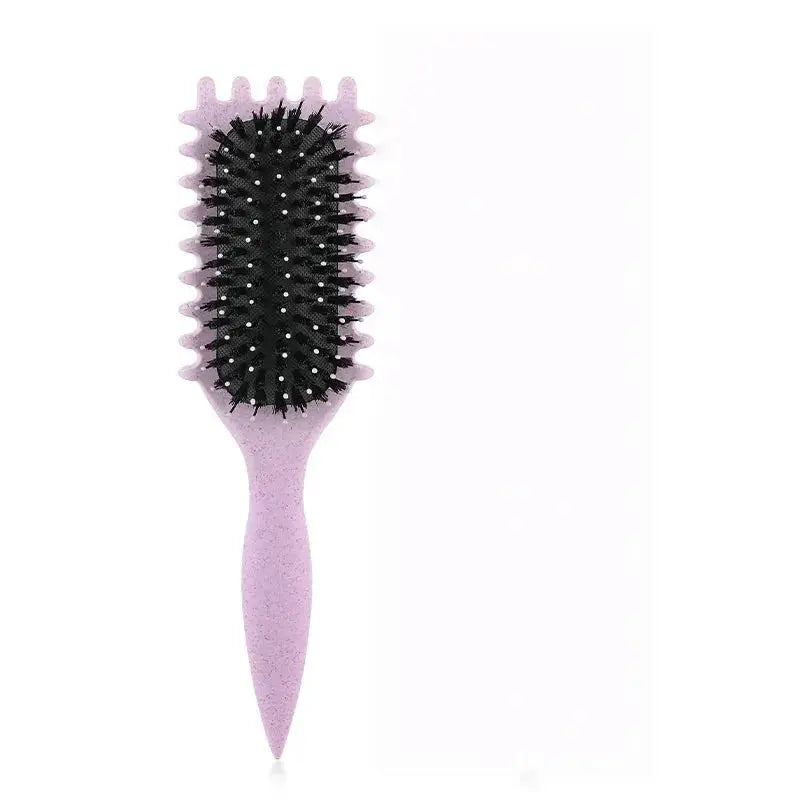 Curly Hair Styling Brush by Simples Market, pink handle with black bristles