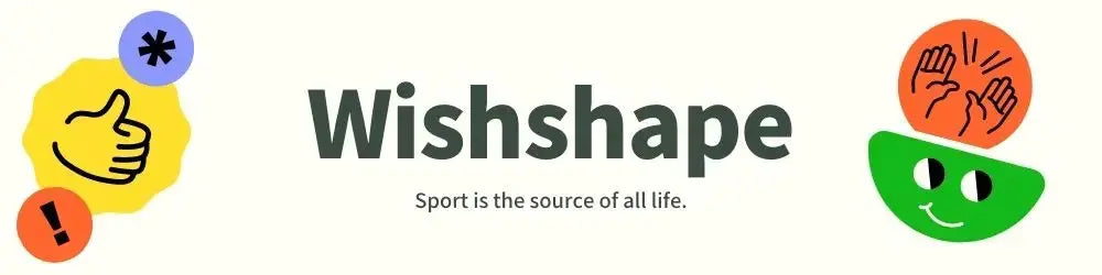 Wishshape banner with colorful thumbs-up and hands icons on pale background