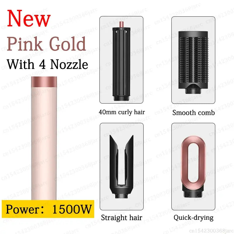 SenCiciMen X9 multi hair styler 5-piece set, pink-gold finish, 1500W, includes four nozzle attachments