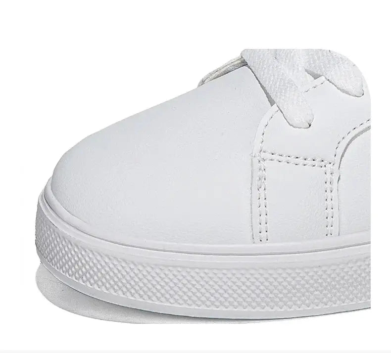 Men's white PU leather sneakers, casual shoes with vulcanized sole by Simples Market
