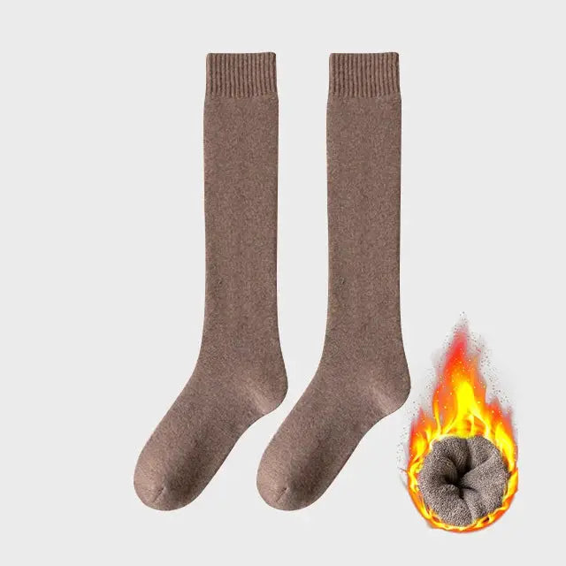 Women's Winter Warm Long Knee High Socks Thick Thermal Cotton Terry Harajuku Breathable Casual