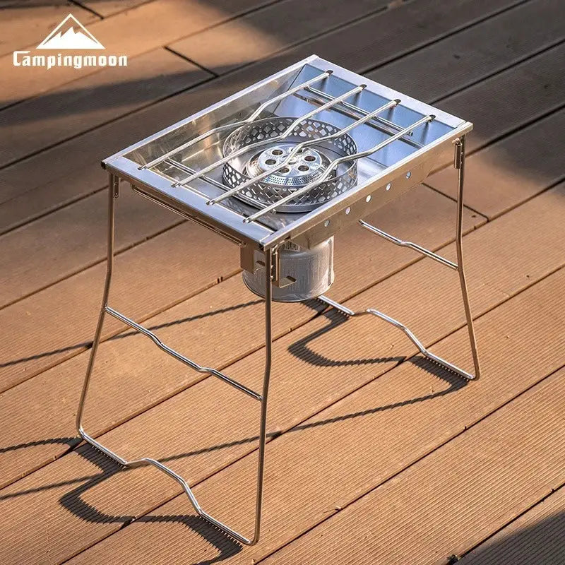 Furnace plate Campingmoon CK-25PG stainless steel with windproof folding frame for camping