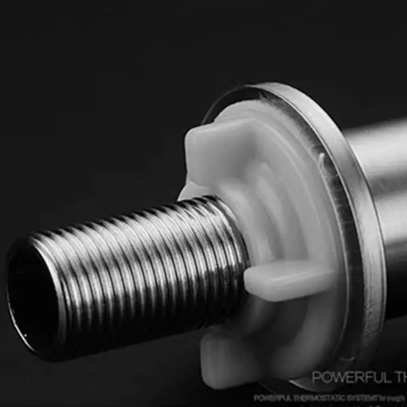 Stainless steel sink faucet tailpiece with threaded outlet, silver finish
