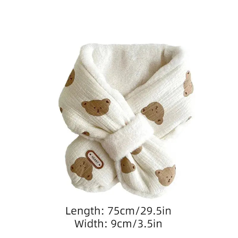 Bear Themed Winter Baby Scarves Warm Fleece Neck Warmer For Kids Ages 1 To 6 Years Boys And Girls Baby Accessories