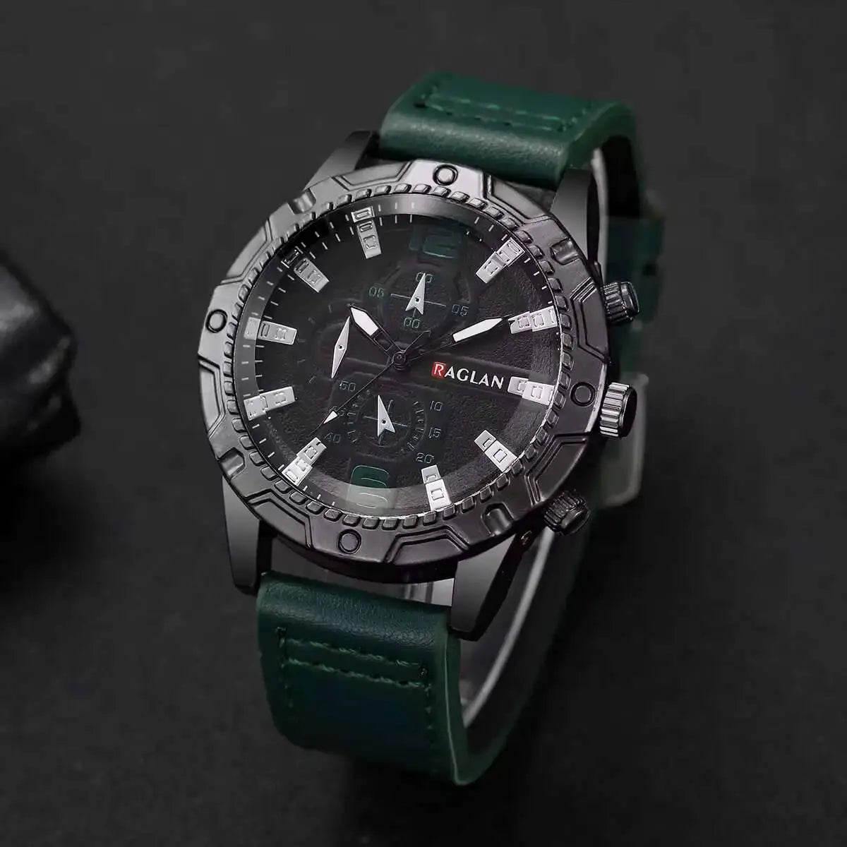 Mens Leather Strap Quartz Watch Large Dial Casual Sports Wristwatch With Arabic Numeral Markers