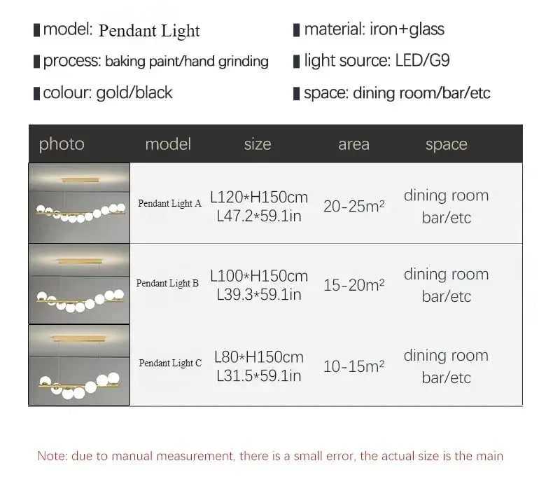 Nordic Ceiling Chandelier by Simples Market; gold/black iron+glass pendant lights for dining room (A/B/C)