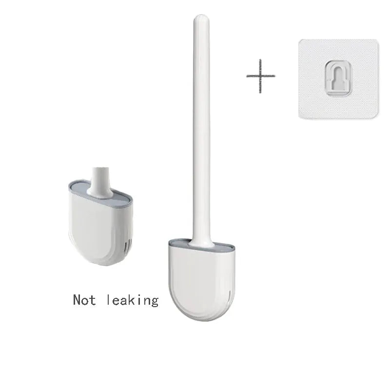 CleanNest Wall Hanging Toilet Brush With Holder Long Handle Silicone Brush Soft Bristles For Rim Cleaning