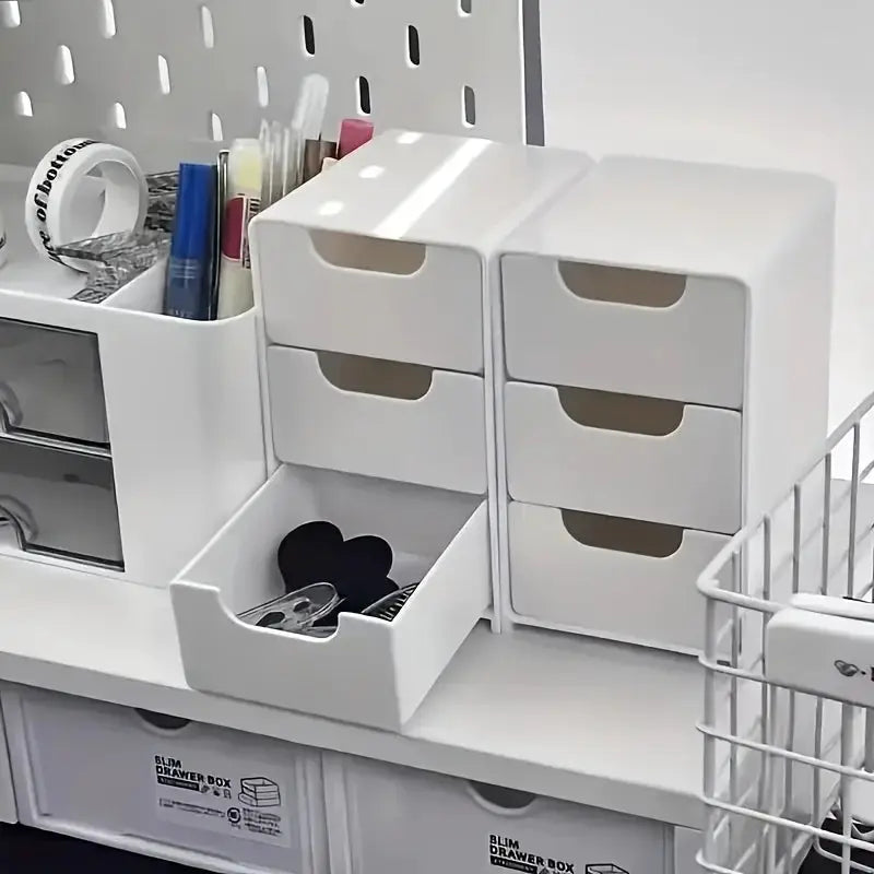 Chic 3 Tier Desk Organizer With Drawers For Office Supplies Jewelry Cosmetics Storage Portable Divider Box