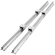 SBR linear guide rails with four bearing blocks on two silver aluminum rails for CNC DIY mills