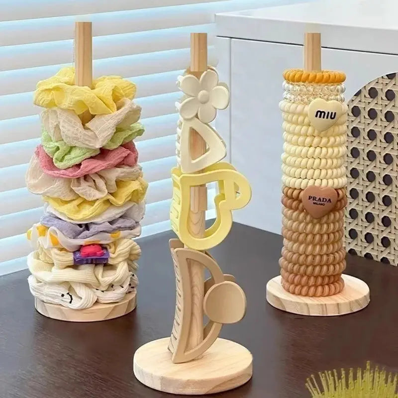 Vertical Wooden Bracelet Holder Tabletop Display Stand For Watches Bracelets Scrunchies Hair Bands