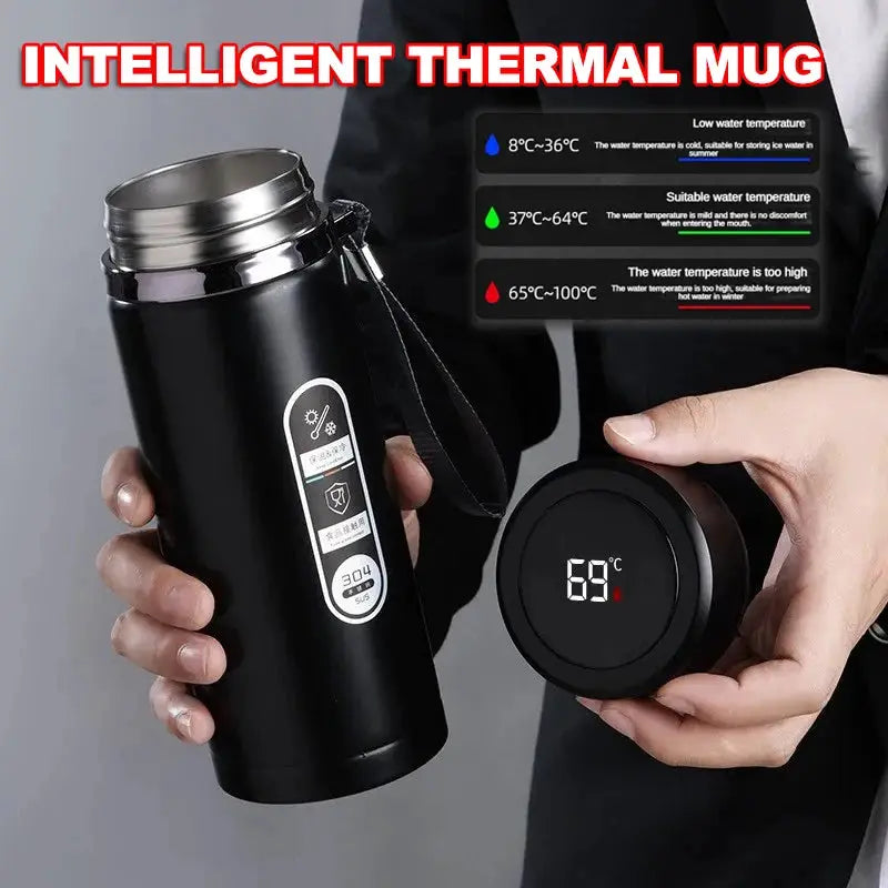Stainless Steel Thermos Vacuum Flask With LED Temperature Display 500ml To 1L Sus304 Tea Water Bottle Portable