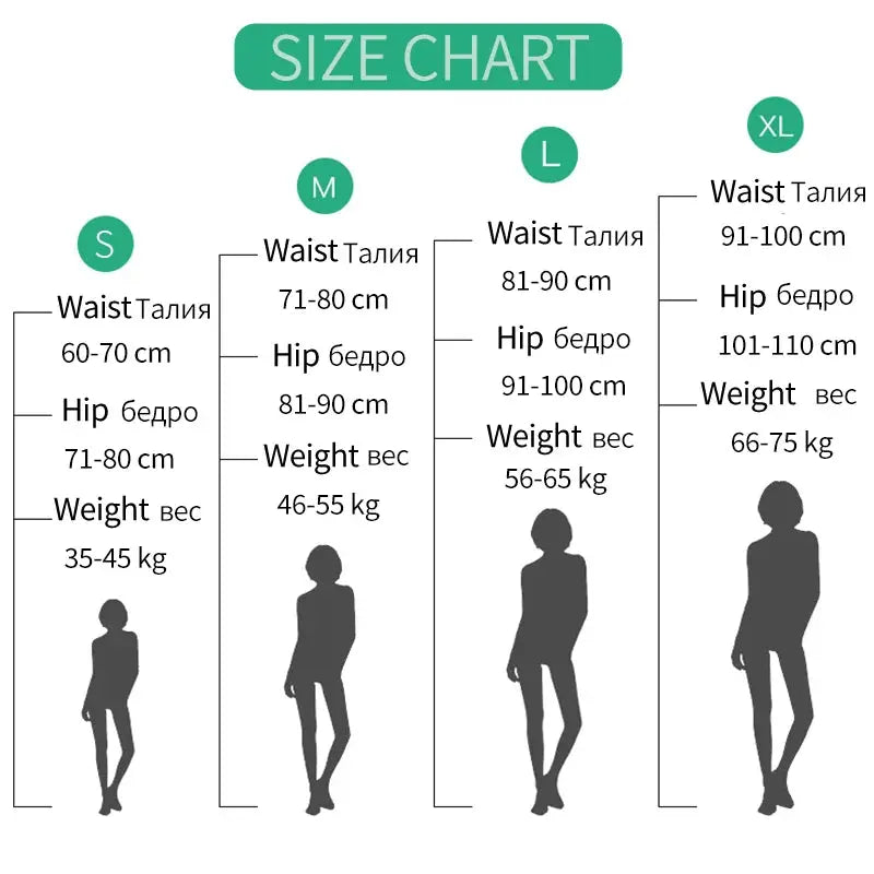 Size chart for low waist thong underwear with four columns S–XL showing waist, hip, and weight ranges and silhouettes.