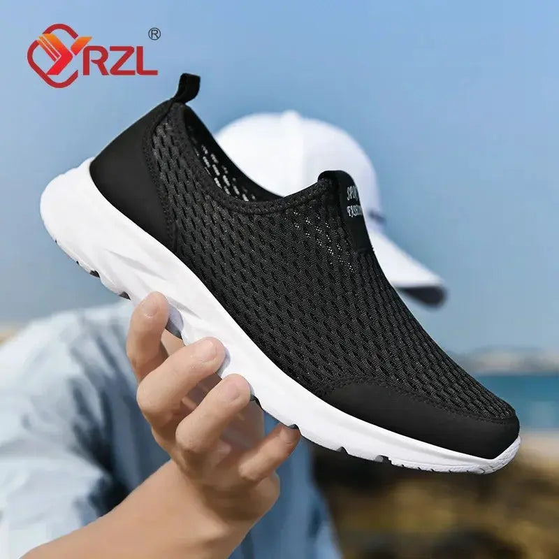 YRZL Mens Breathable Mesh Sneakers Casual Shoes Tennis Outdoor Non Slip Outsole Lightweight Walking Loafers